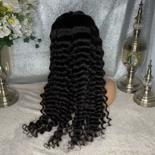 Hair dye long  Virgin Hair Wig 150%  Natural Peruvian  Deep Wave Human Hair Full Cuticle Aligned Peruvian Lace Front Wig